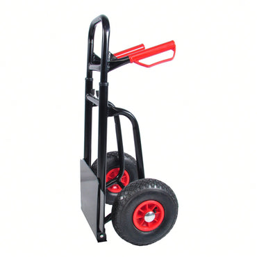 Heavy Duty Steel Trolley with Double Handles 330 Lb Capacity 10 Inch Rubber Wheels for Warehouse Garden Grocery Moving