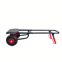 Heavy Duty Steel Trolley with Double Handles 330 Lb Capacity 10 Inch Rubber Wheels for Warehouse Garden Grocery Moving