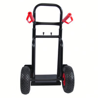 Heavy Duty Steel Trolley with Double Handles 330 Lb Capacity 10 Inch Rubber Wheels for Warehouse Garden Grocery Moving
