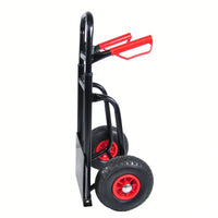 Heavy Duty Steel Trolley with Double Handles 330 Lb Capacity 10 Inch Rubber Wheels for Warehouse Garden Grocery Moving