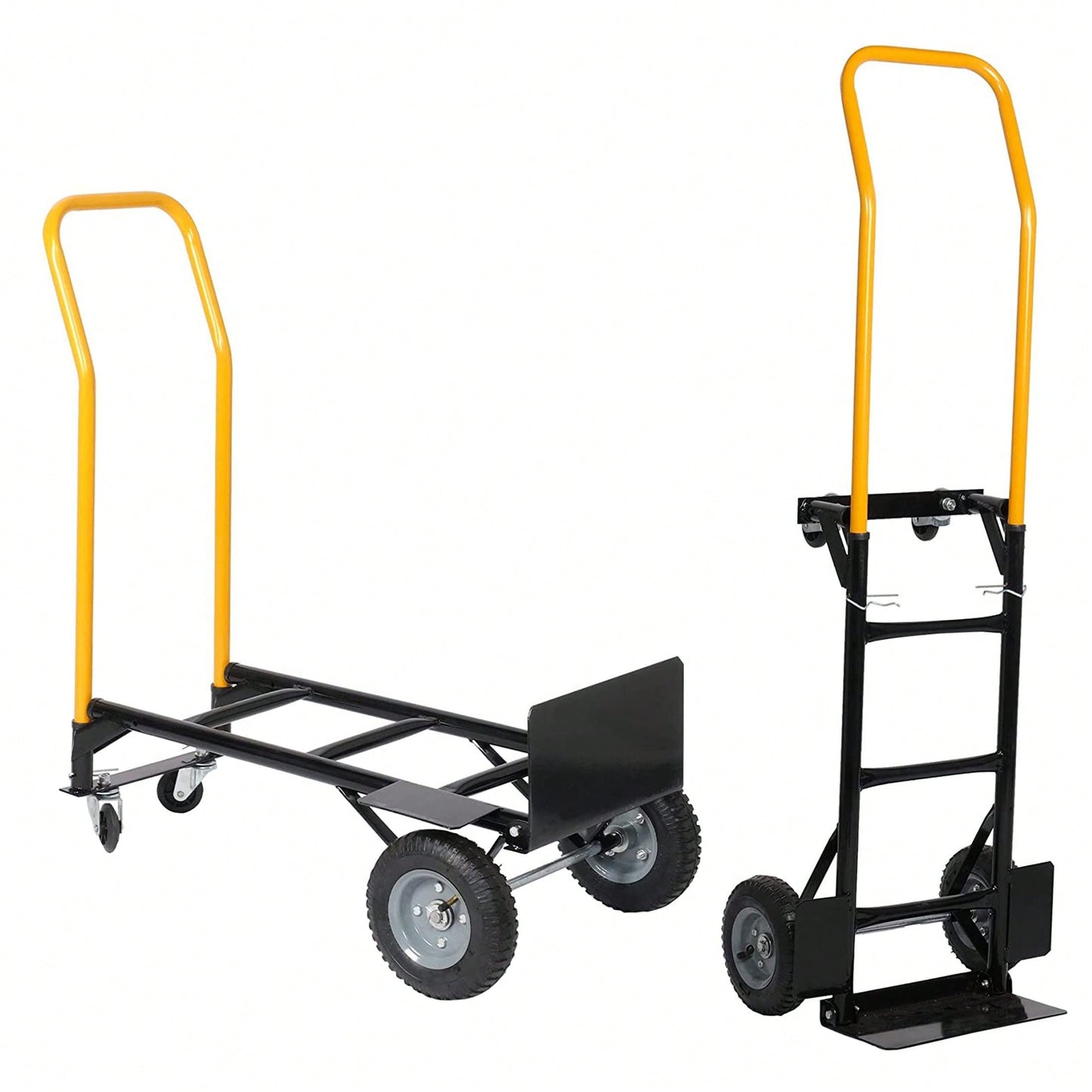 Dual Purpose 2 Wheel Dolly Cart And 4 Wheel Push Cart With Swivel Wheels 330 Lbs Capacity Heavy Duty Platform Cart