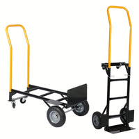 Dual Purpose 2 Wheel Dolly Cart And 4 Wheel Push Cart With Swivel Wheels 330 Lbs Capacity Heavy Duty Platform Cart