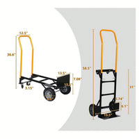 Dual Purpose 2 Wheel Dolly Cart And 4 Wheel Push Cart With Swivel Wheels 330 Lbs Capacity Heavy Duty Platform Cart