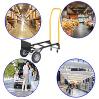 Dual Purpose 2 Wheel Dolly Cart And 4 Wheel Push Cart With Swivel Wheels 330 Lbs Capacity Heavy Duty Platform Cart
