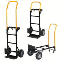 Dual Purpose 2 Wheel Dolly Cart And 4 Wheel Push Cart With Swivel Wheels 330 Lbs Capacity Heavy Duty Platform Cart