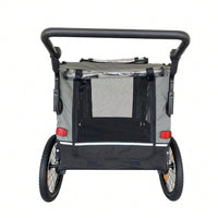 Elder Pet Stroller and Trailer for Medium to Large Dogs with Zippered Entrances and Mesh Doors