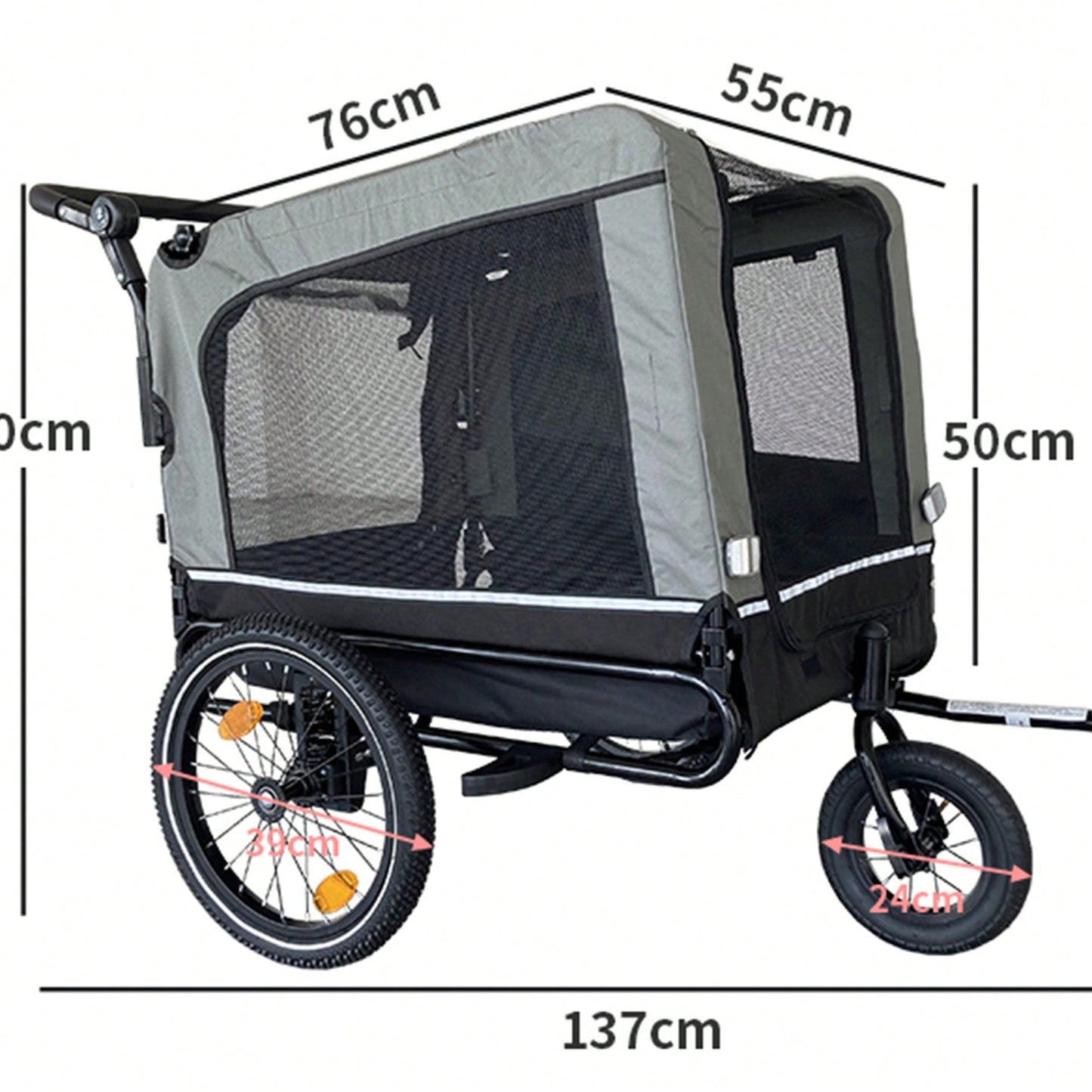 Elder Pet Stroller and Trailer for Medium to Large Dogs with Zippered Entrances and Mesh Doors