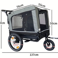 Elder Pet Stroller and Trailer for Medium to Large Dogs with Zippered Entrances and Mesh Doors