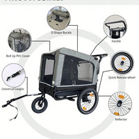 Elder Pet Stroller and Trailer for Medium to Large Dogs with Zippered Entrances and Mesh Doors