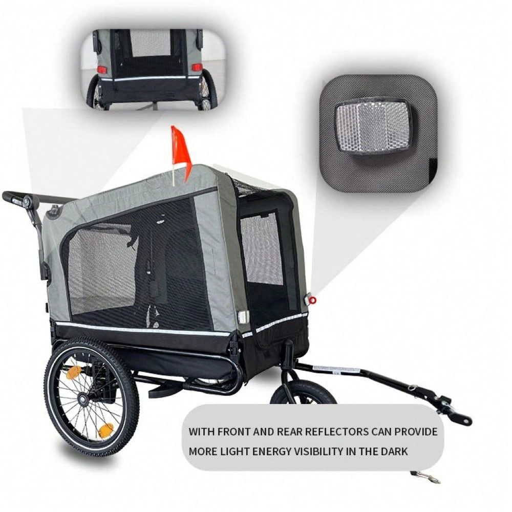 Elder Pet Stroller and Trailer for Medium to Large Dogs with Zippered Entrances and Mesh Doors