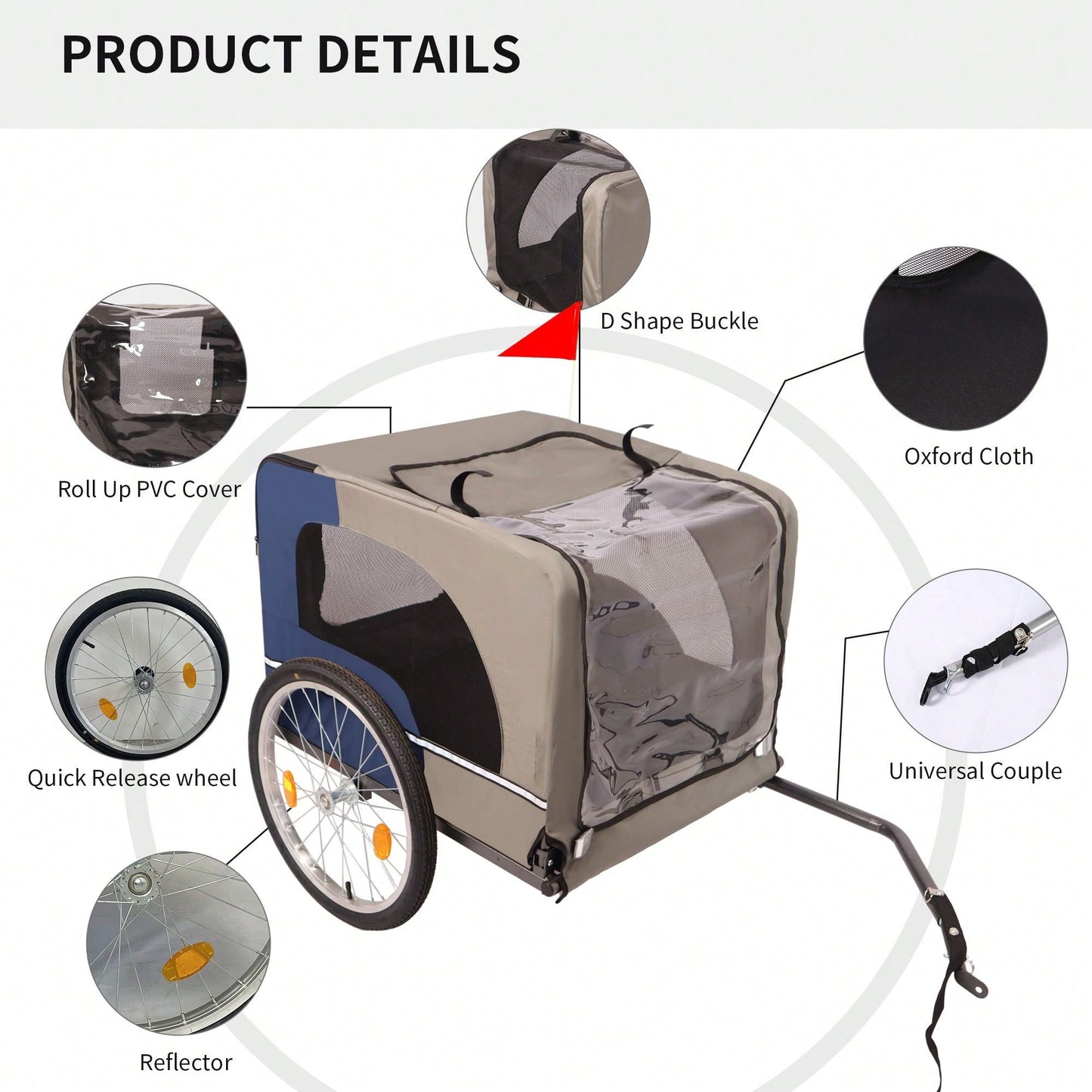 Breathable Mesh Dog Bike Trailer with 3 Entrances and Safety Features for Medium and Small Dogs