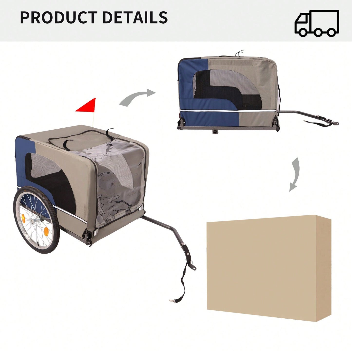 Breathable Mesh Dog Bike Trailer with 3 Entrances and Safety Features for Medium and Small Dogs