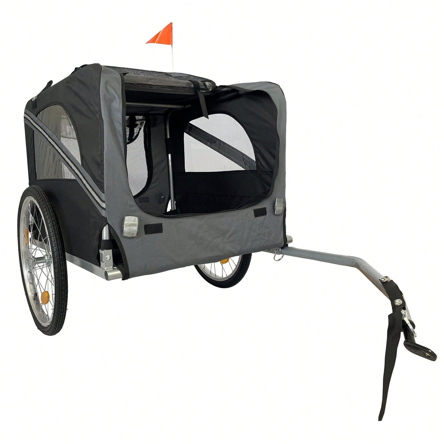 Mobility-Friendly Pet Trailer with Universal Wheels and Mesh Doors for Elderly Pets