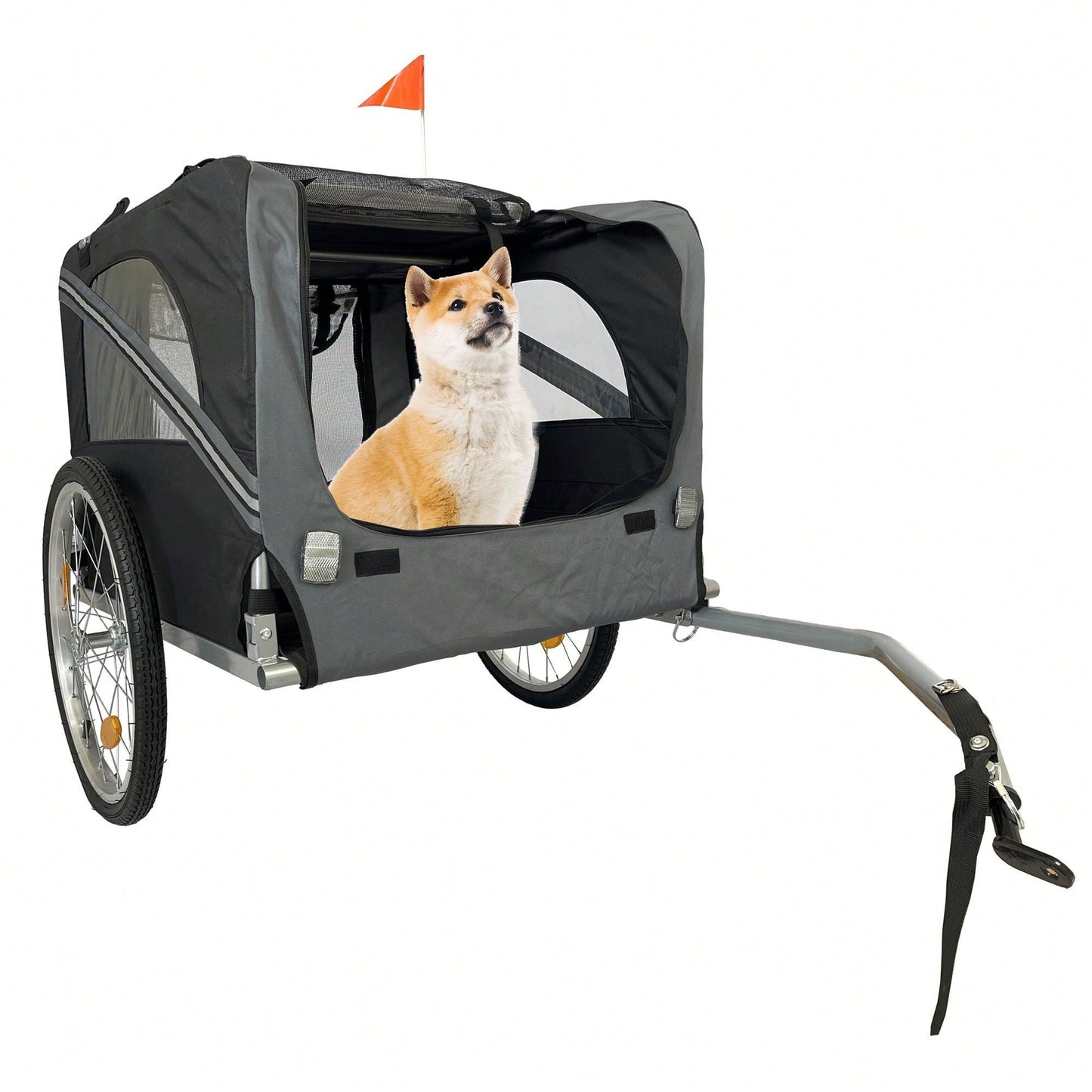 Mobility-Friendly Pet Trailer with Universal Wheels and Mesh Doors for Elderly Pets