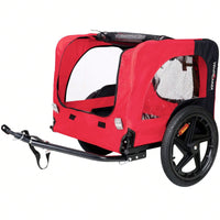 Outdoor Foldable Red Dog Trailer With Canopy And Mesh Shieldin