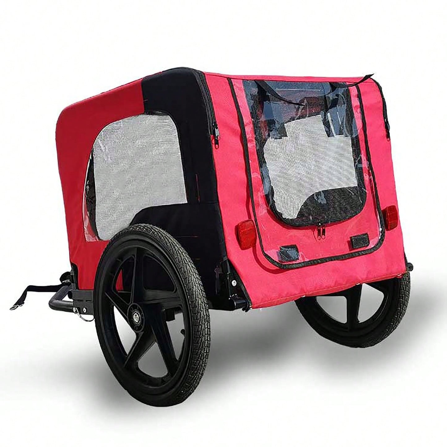 Outdoor Foldable Red Dog Trailer With Canopy And Mesh Shieldin