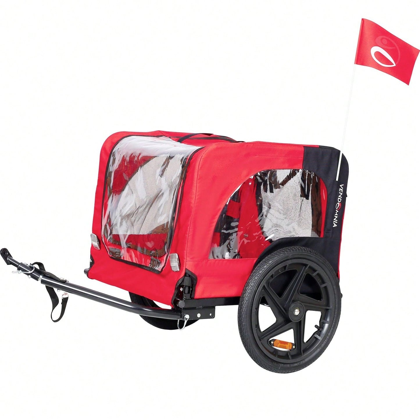 Outdoor Foldable Red Dog Trailer With Canopy And Mesh Shieldin