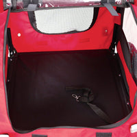 Outdoor Foldable Red Dog Trailer With Canopy And Mesh Shieldin