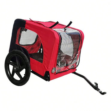 Outdoor Foldable Red Dog Trailer With Canopy And Mesh Shieldin