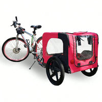 Outdoor Foldable Red Dog Trailer With Canopy And Mesh Shieldin