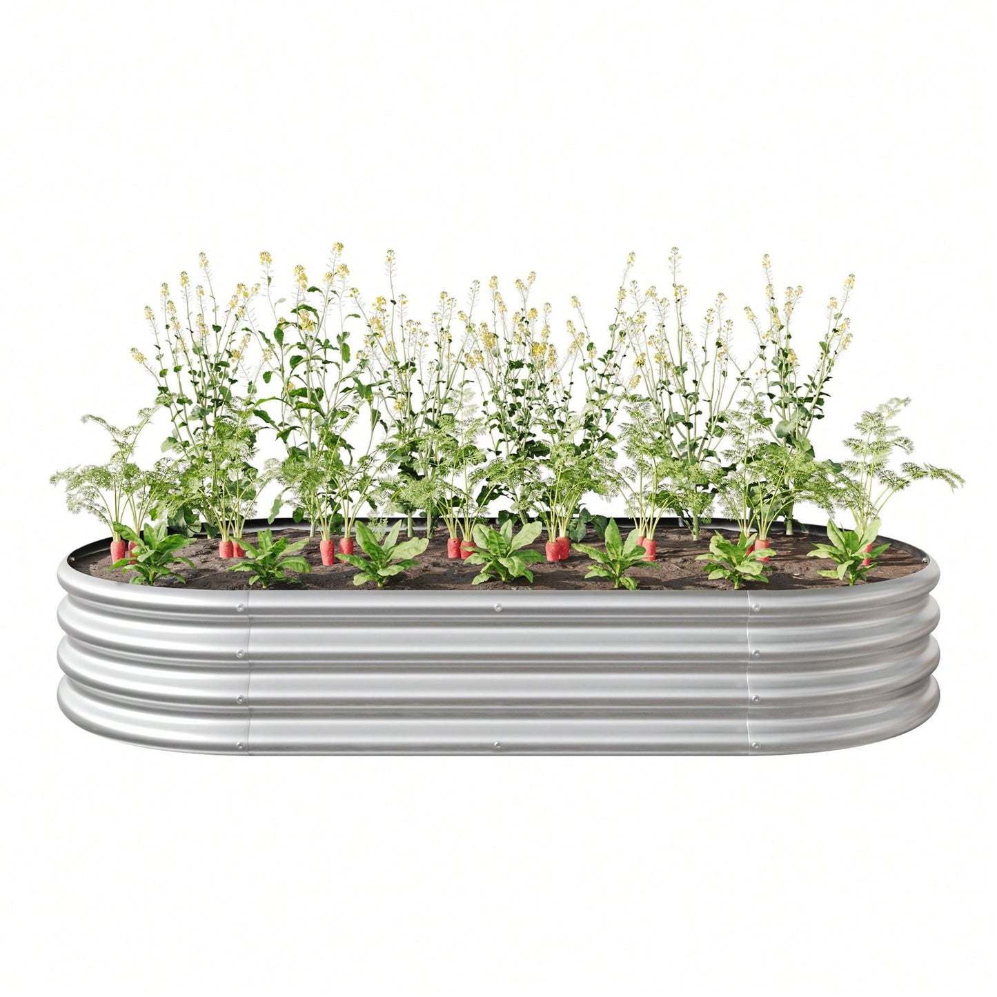 Oval Large Metal Raised Planter Bed For Plants, Vegetables, And Flowers - Outdoor Garden Bed