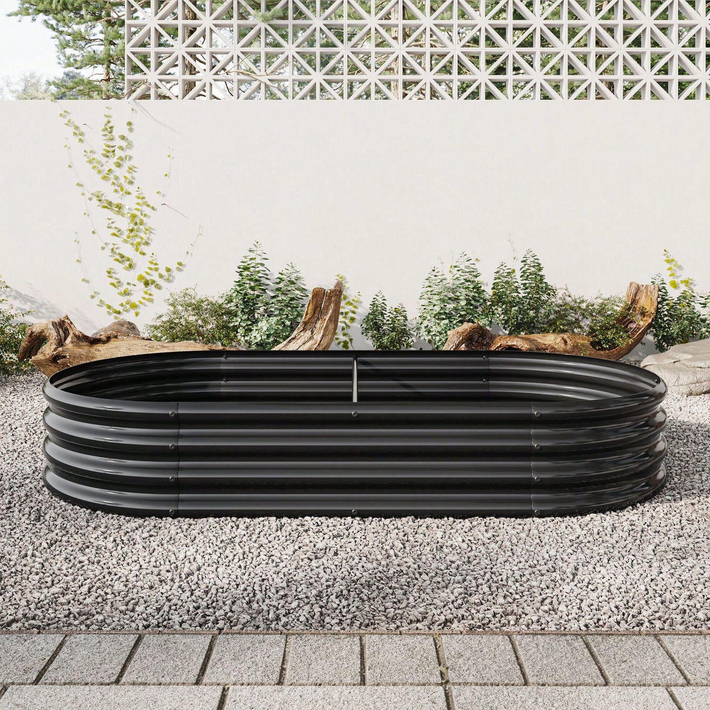 Oval Large Metal Raised Planter Bed For Plants, Vegetables, And Flowers - Outdoor Garden Bed