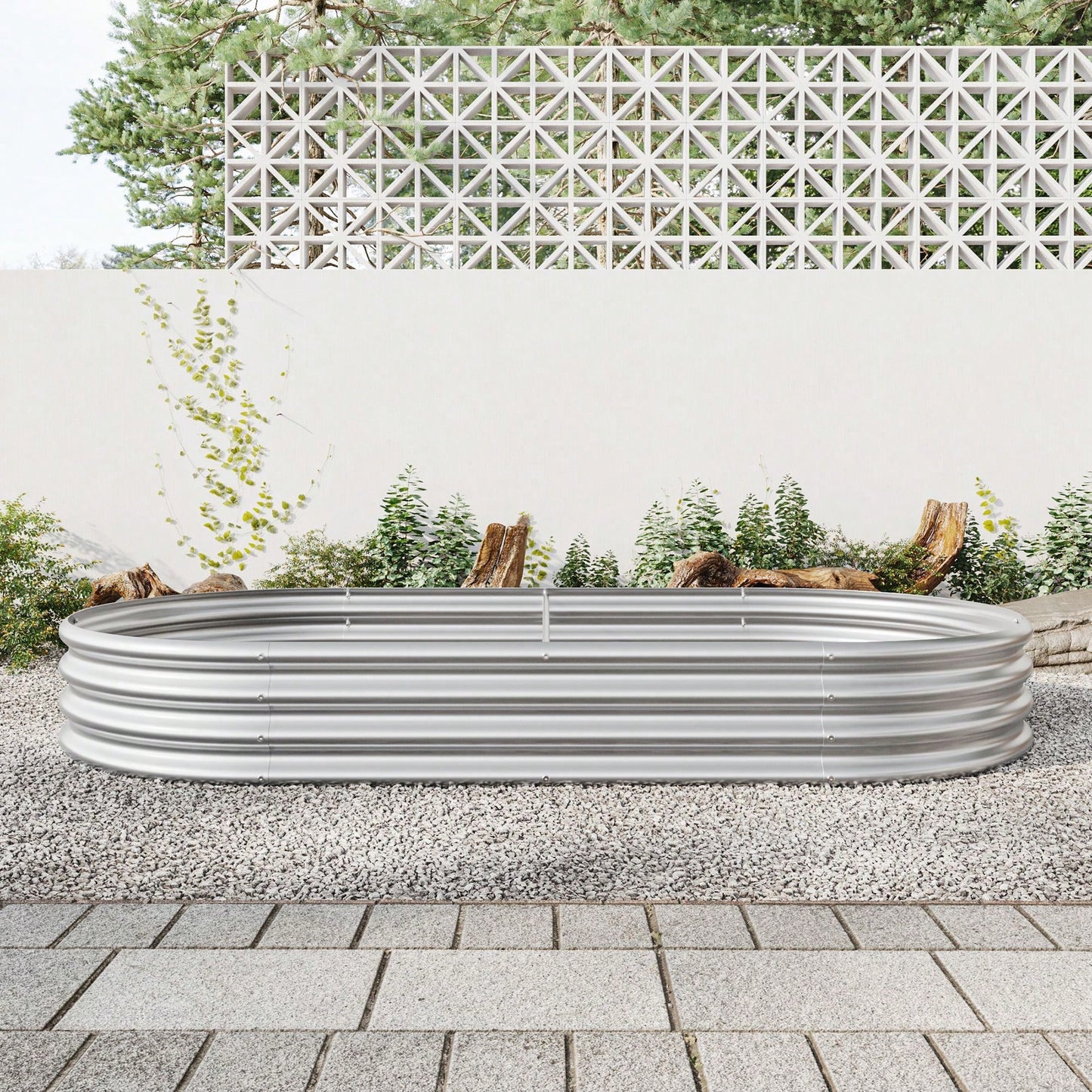 Raised Garden Bed Outdoor, Oval Large Metal Raised Planter Bed For Plants, Vegetables, And Flowers