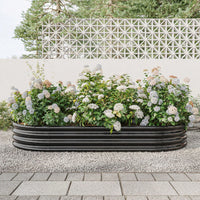 Raised Garden Bed Outdoor, Oval Large Metal Raised Planter Bed For Plants, Vegetables, And Flowers