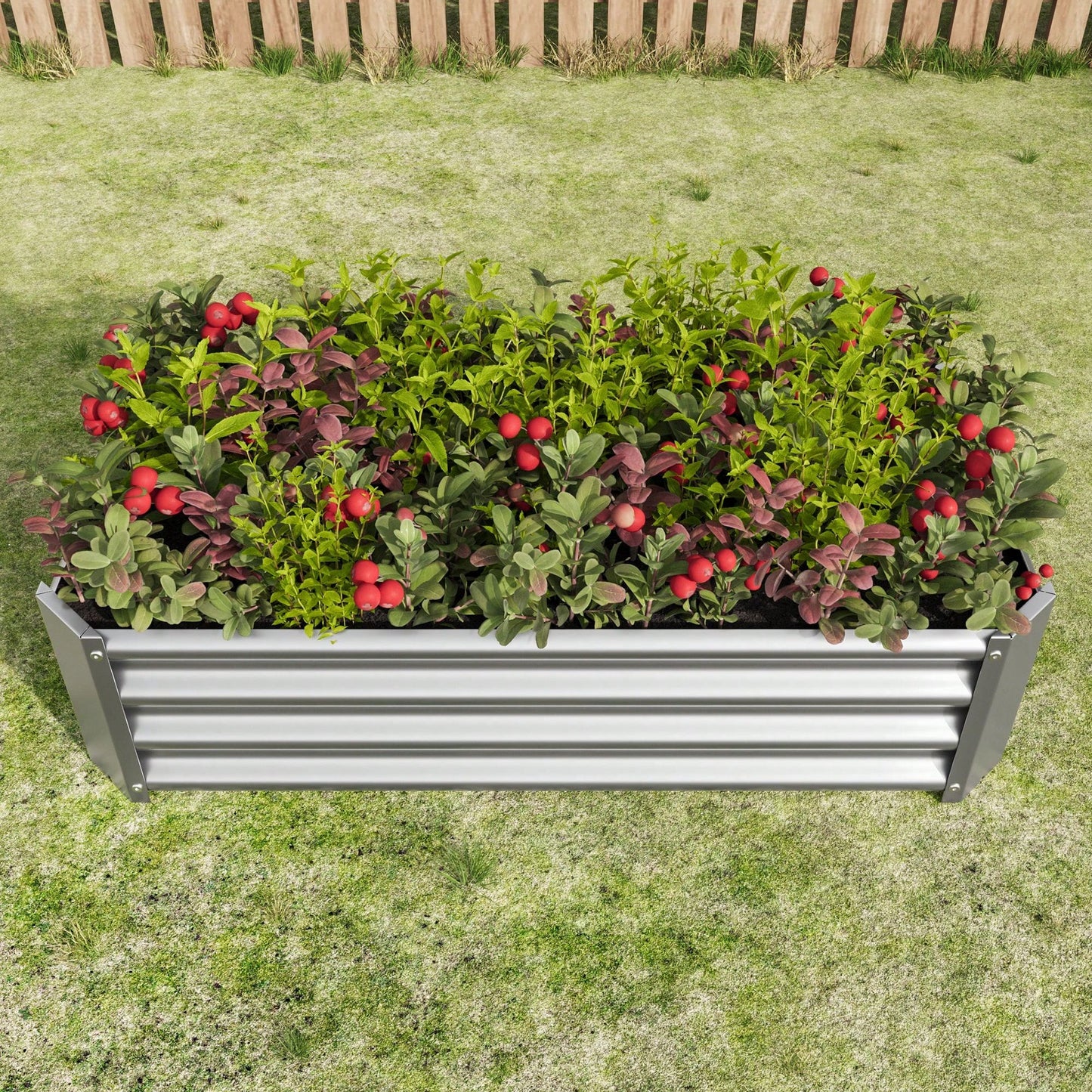 Rectangle Raised Garden Bed, Durable Galvanized Metal, Ideal For Flowers, Plants, Vegetables, And Herbs