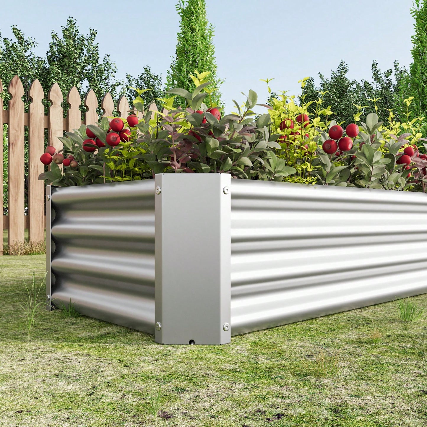 Rectangle Raised Garden Bed, Durable Galvanized Metal, Ideal For Flowers, Plants, Vegetables, And Herbs
