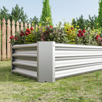 Rectangle Raised Garden Bed, Durable Galvanized Metal, Ideal For Flowers, Plants, Vegetables, And Herbs