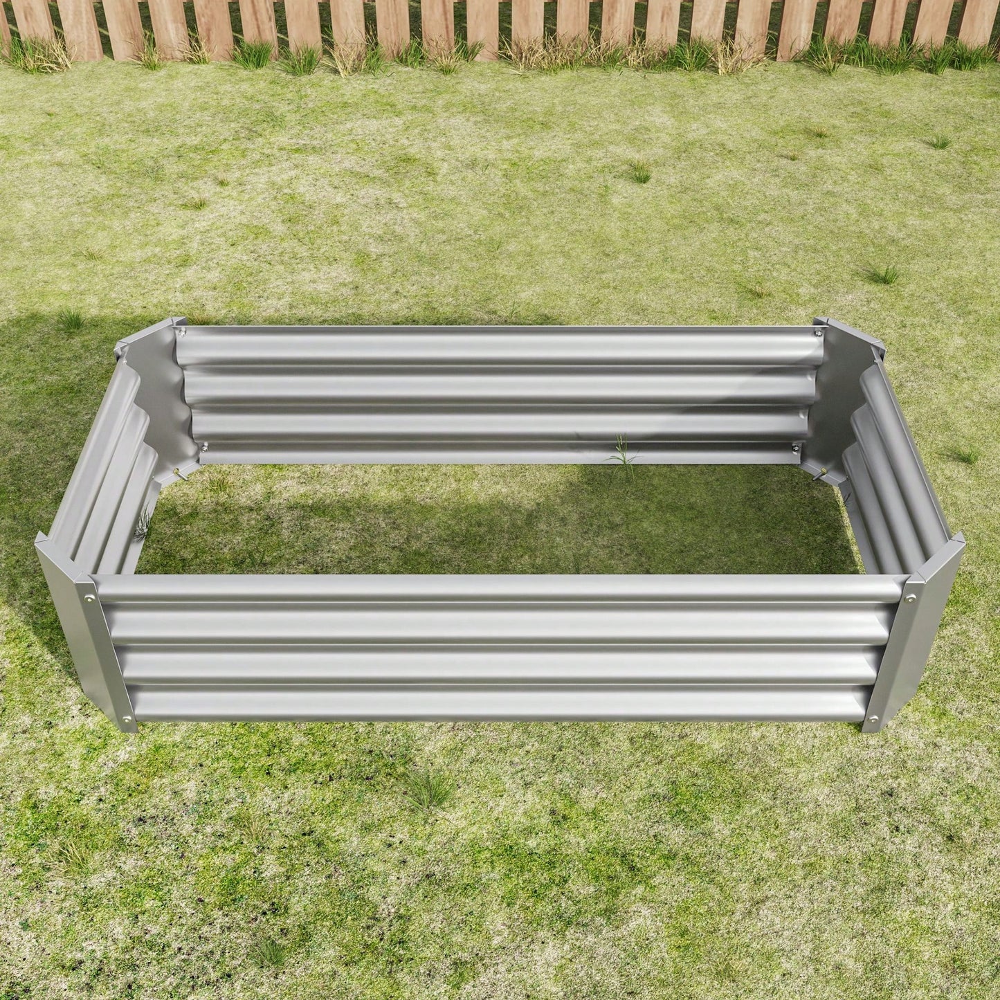Rectangle Raised Garden Bed, Durable Galvanized Metal, Ideal For Flowers, Plants, Vegetables, And Herbs