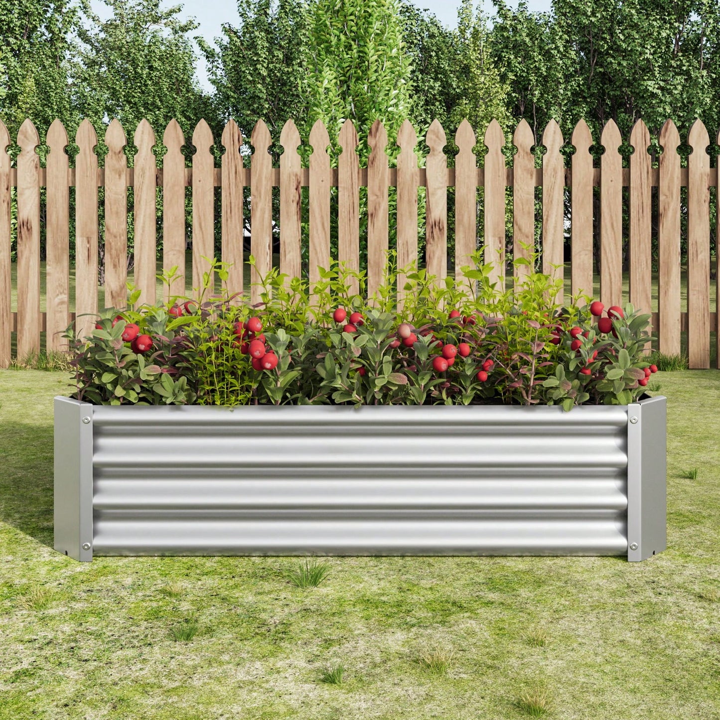 Rectangle Raised Garden Bed, Durable Galvanized Metal, Ideal For Flowers, Plants, Vegetables, And Herbs