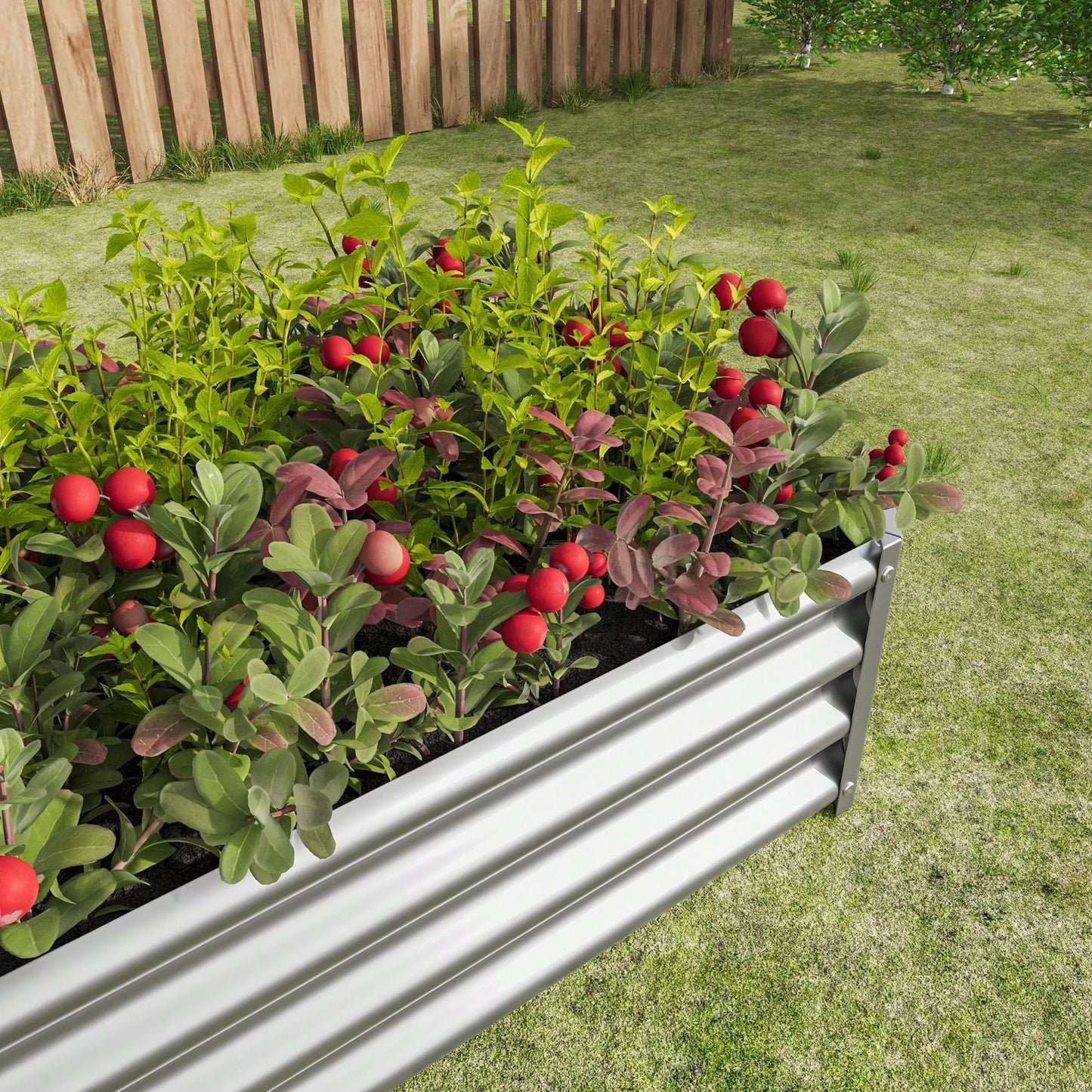 Rectangle Raised Garden Bed, Durable Galvanized Metal, Ideal For Flowers, Plants, Vegetables, And Herbs