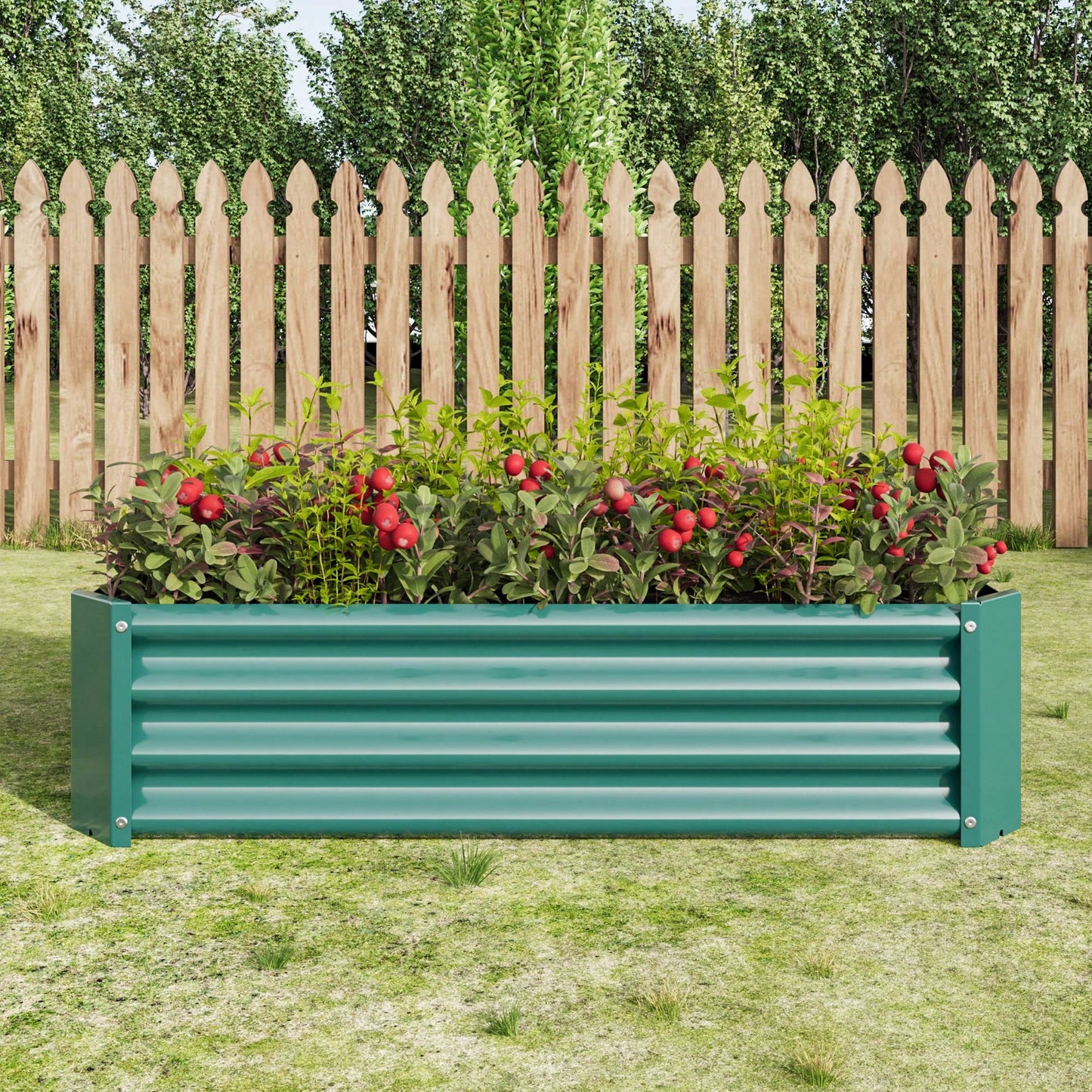 Rectangle Raised Garden Bed, Durable Galvanized Metal, Ideal For Flowers, Plants, Vegetables, And Herbs