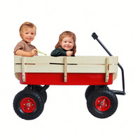 Outdoor Wagon All Terrain Pulling W/Wood Railings Air Tires Children Kid Garden