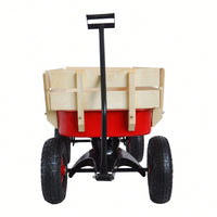 Outdoor Wagon All Terrain Pulling W/Wood Railings Air Tires Children Kid Garden