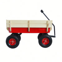 Outdoor Wagon All Terrain Pulling W/Wood Railings Air Tires Children Kid Garden