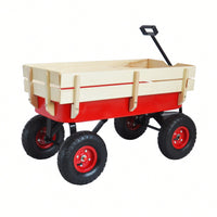 Outdoor Wagon All Terrain Pulling W/Wood Railings Air Tires Children Kid Garden