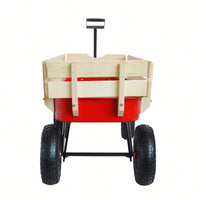 Outdoor Wagon All Terrain Pulling W/Wood Railings Air Tires Children Kid Garden