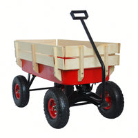 Outdoor Wagon All Terrain Pulling W/Wood Railings Air Tires Children Kid Garden