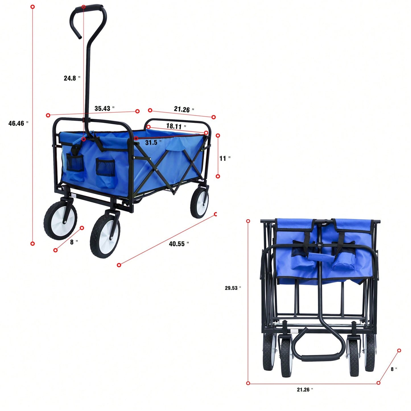 Foldable Heavy-Duty Steel Frame Cart Convenient And Durable Shopping And Utility Trolley