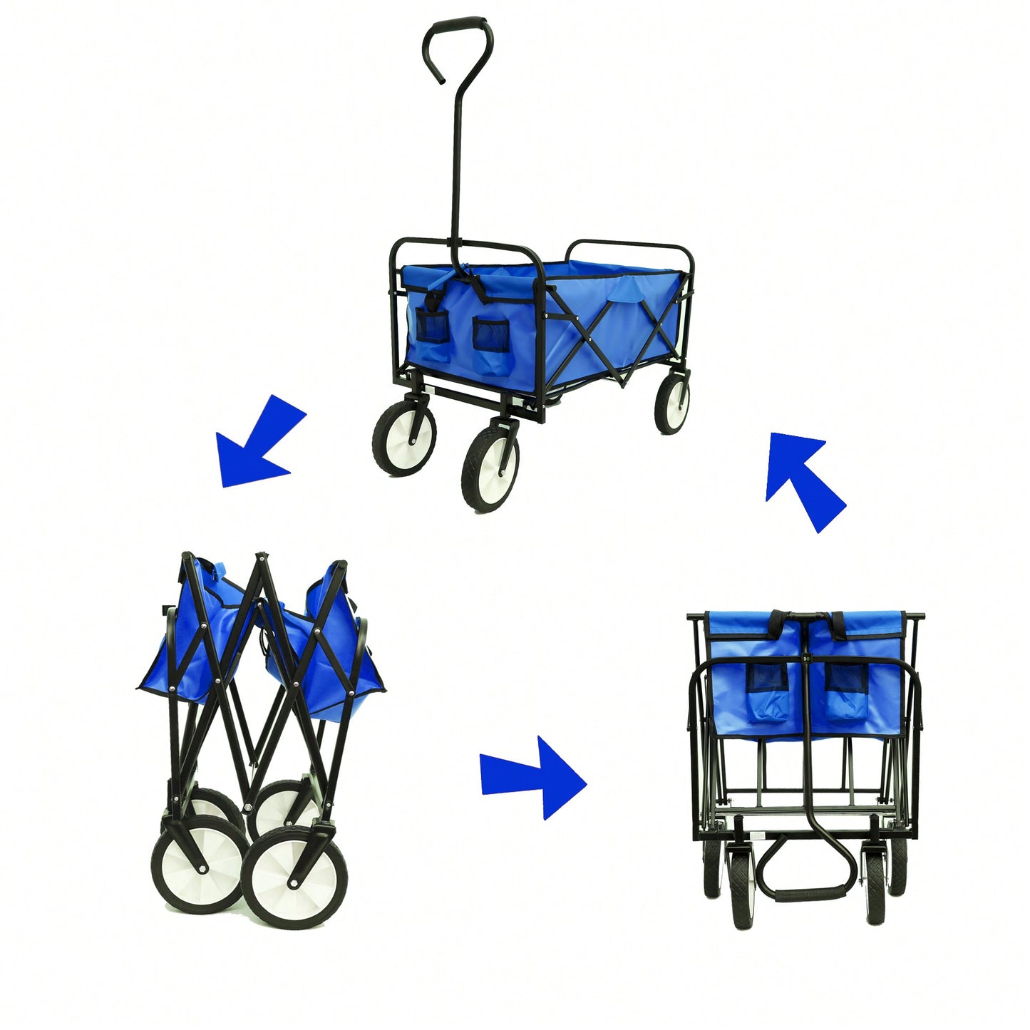 Foldable Heavy-Duty Steel Frame Cart Convenient And Durable Shopping And Utility Trolley