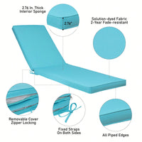 Outdoor Chaise Lounge Cushion With Quality Material, Removable Cover, And High Resilience Sponge