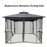 10x10 Ft Gazebo Replacement Mosquito Netting With Zippers, 4-Side Mesh Walls For Patio Gazebos