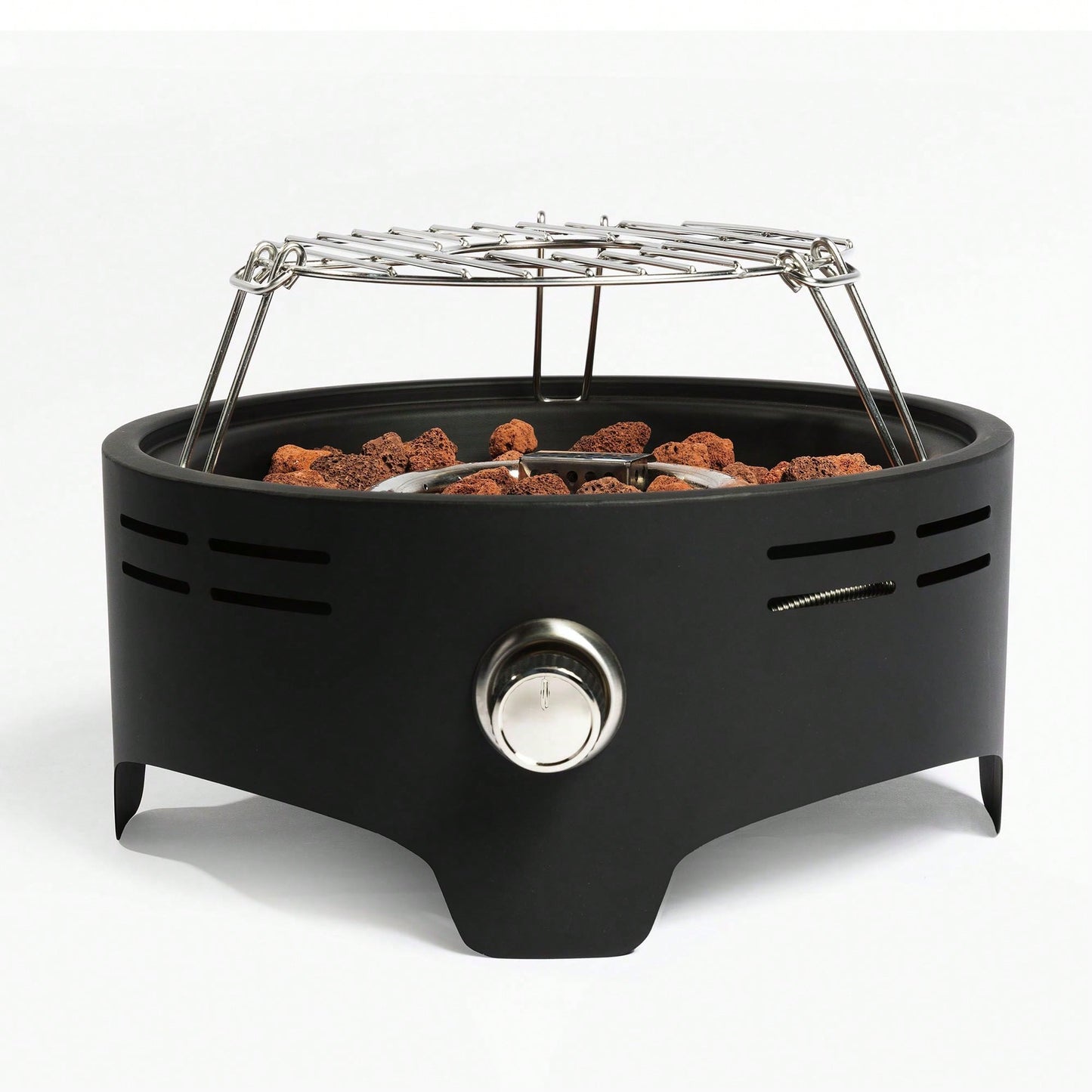 Outdoor Portable Propane Fire Pit, Camping Fire Pit With Cooking Support Tabletop Fire Pit With Quick Connect Regulator