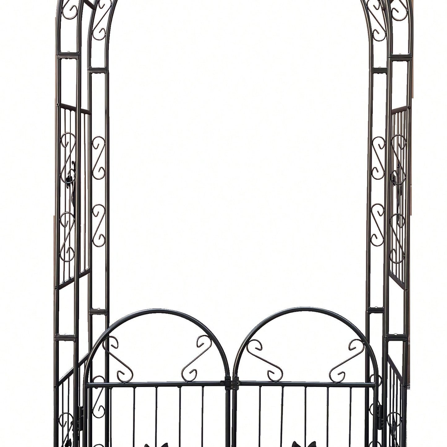Elegant Garden Arch Decorative, Sturdy Metal Construction For Climbing Plants - Double Doors - Ideal For Ivy Vines, Roses, And More