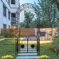 Elegant Garden Arch Decorative, Sturdy Metal Construction For Climbing Plants - Double Doors - Ideal For Ivy Vines, Roses, And More