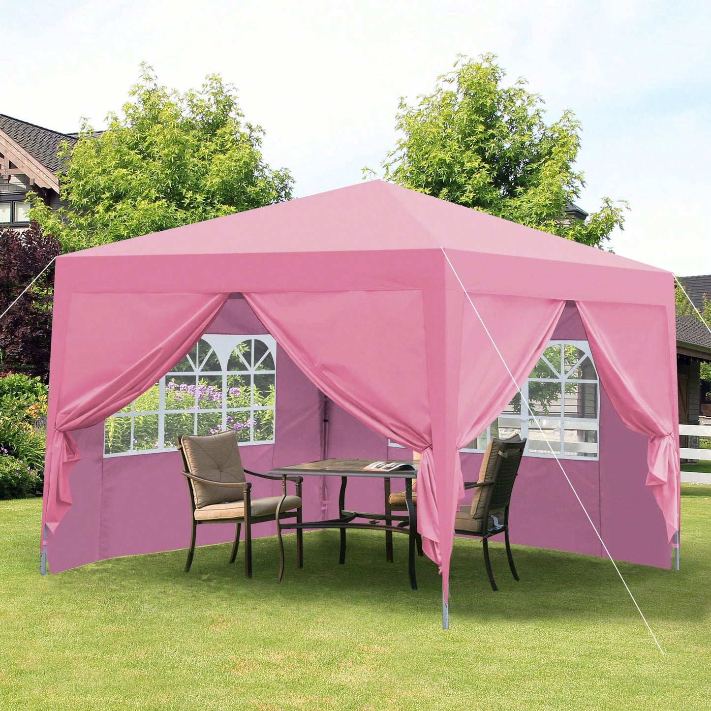 10x 10Ft Pop Up Gazebo Canopy Tent,Removable Sidewall With Zipper,2pcs Sidewall With Windows,With 4pcs Weight Sand Bag,With Carry Bag