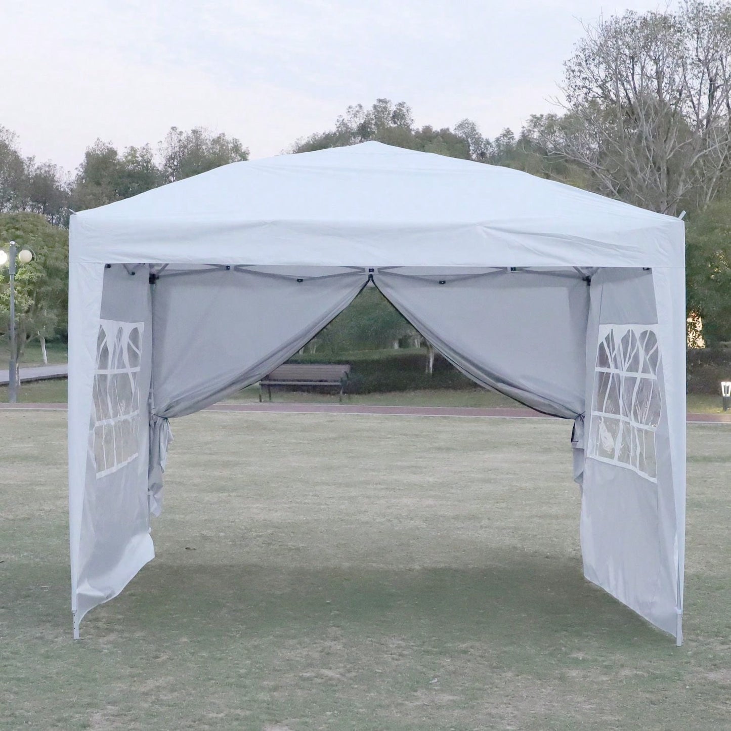 10x 10Ft Pop Up Gazebo Canopy Tent,Removable Sidewall With Zipper,2pcs Sidewall With Windows,With 4pcs Weight Sand Bag,With Carry Bag